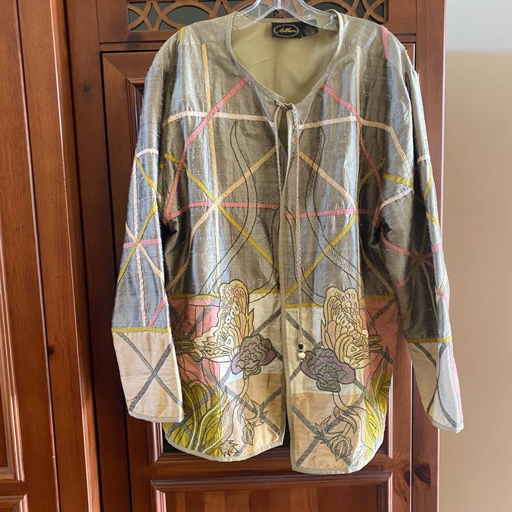 Allure Silk Jacket with Pink and Gray Accents